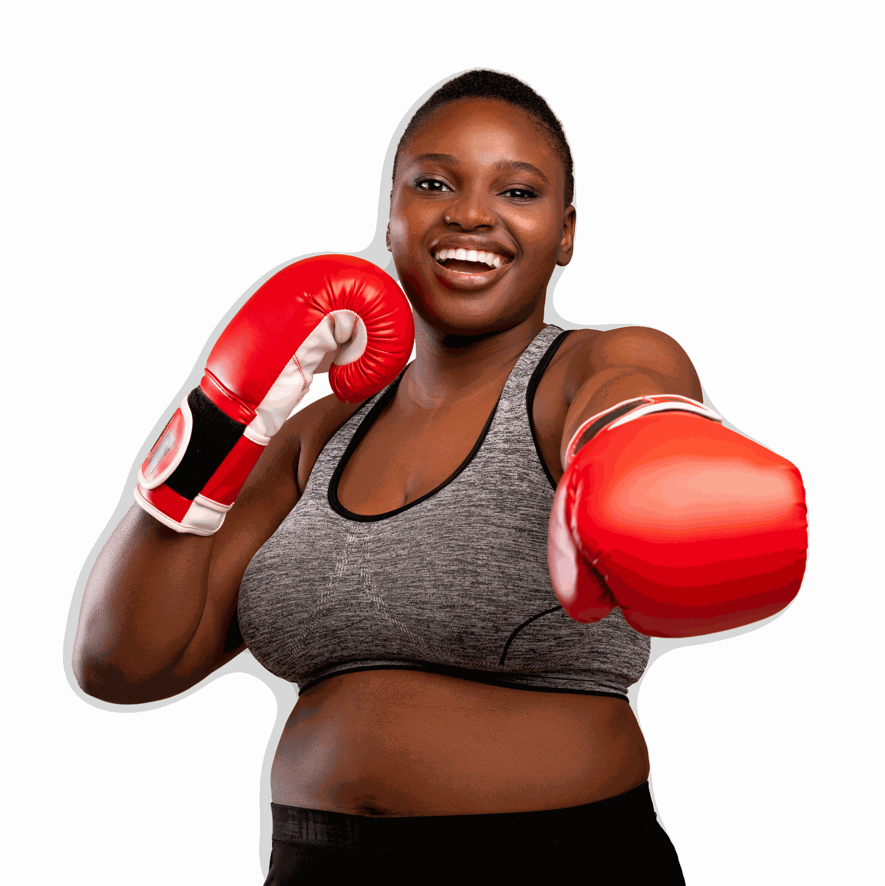 Smiling Zone4 member wearing boxing gloves